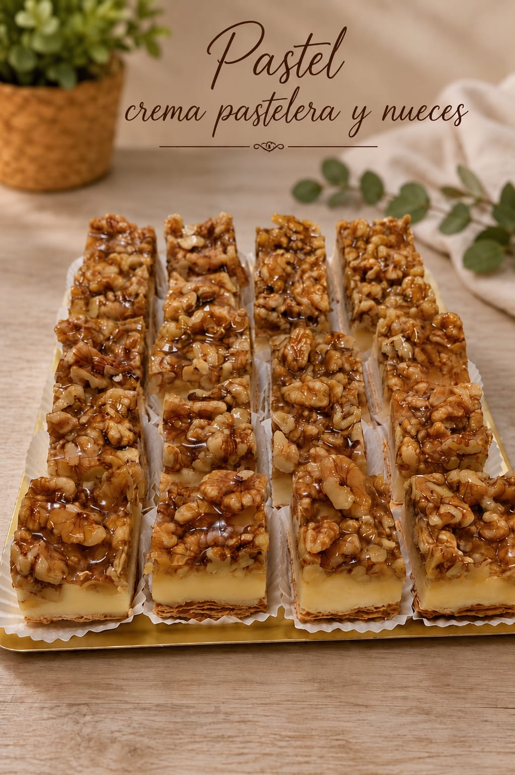 Pastel individual de crema pastelera y nueces de Pasteleria Fernando en Novelda