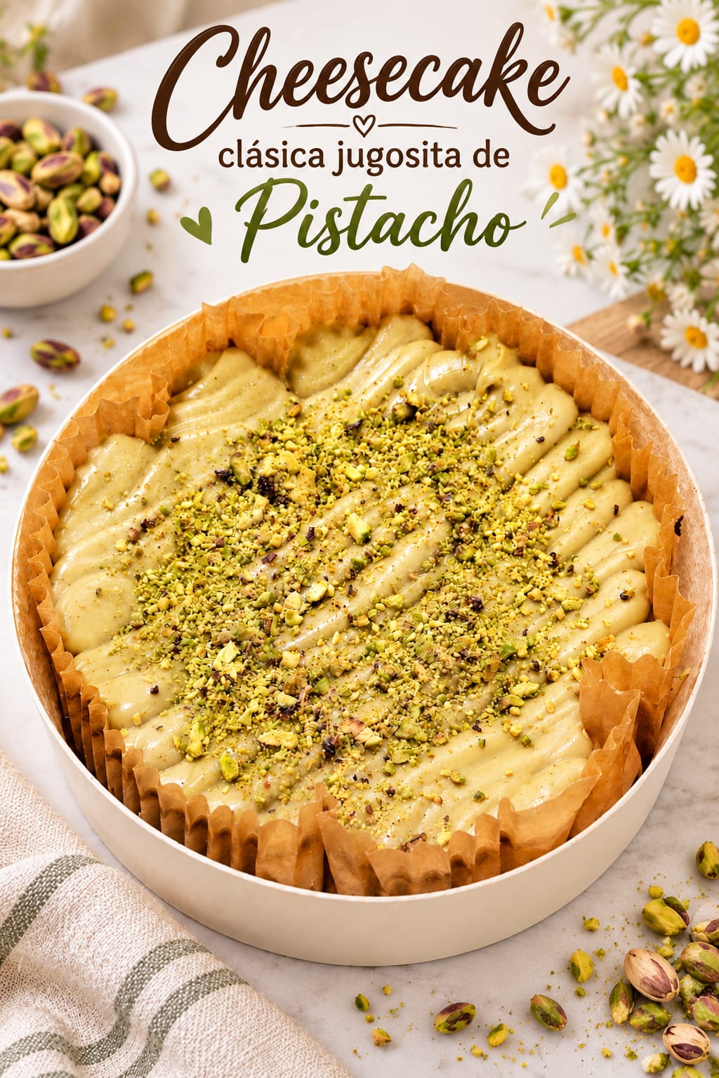 Cheesecake clásica jugosita de pistacho de Pasteleria Fernando en Novelda