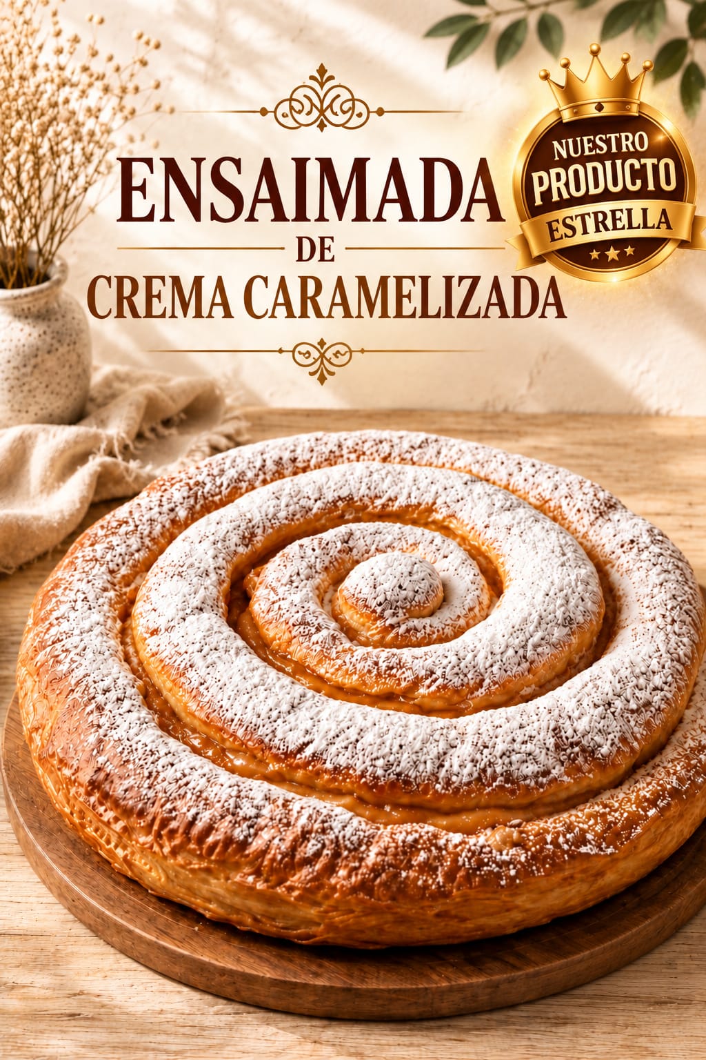 Ensaimada de crema caramelizada