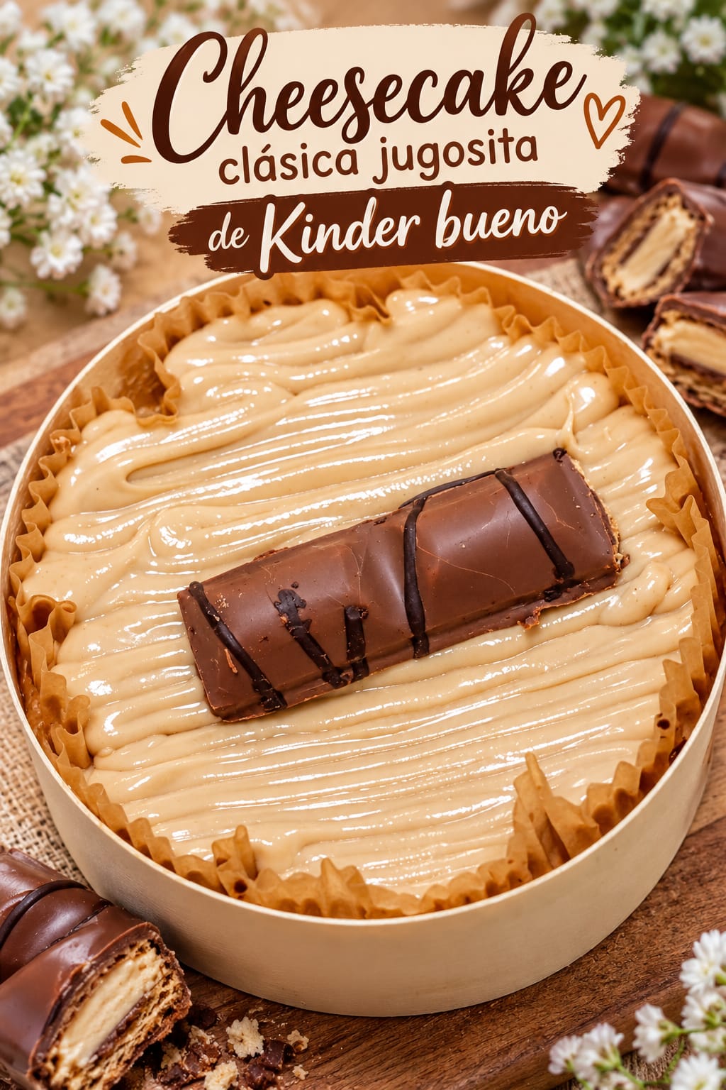 Cheesecake clásica jugosita de Kinder Bueno de Pasteleria Fernando en Novelda