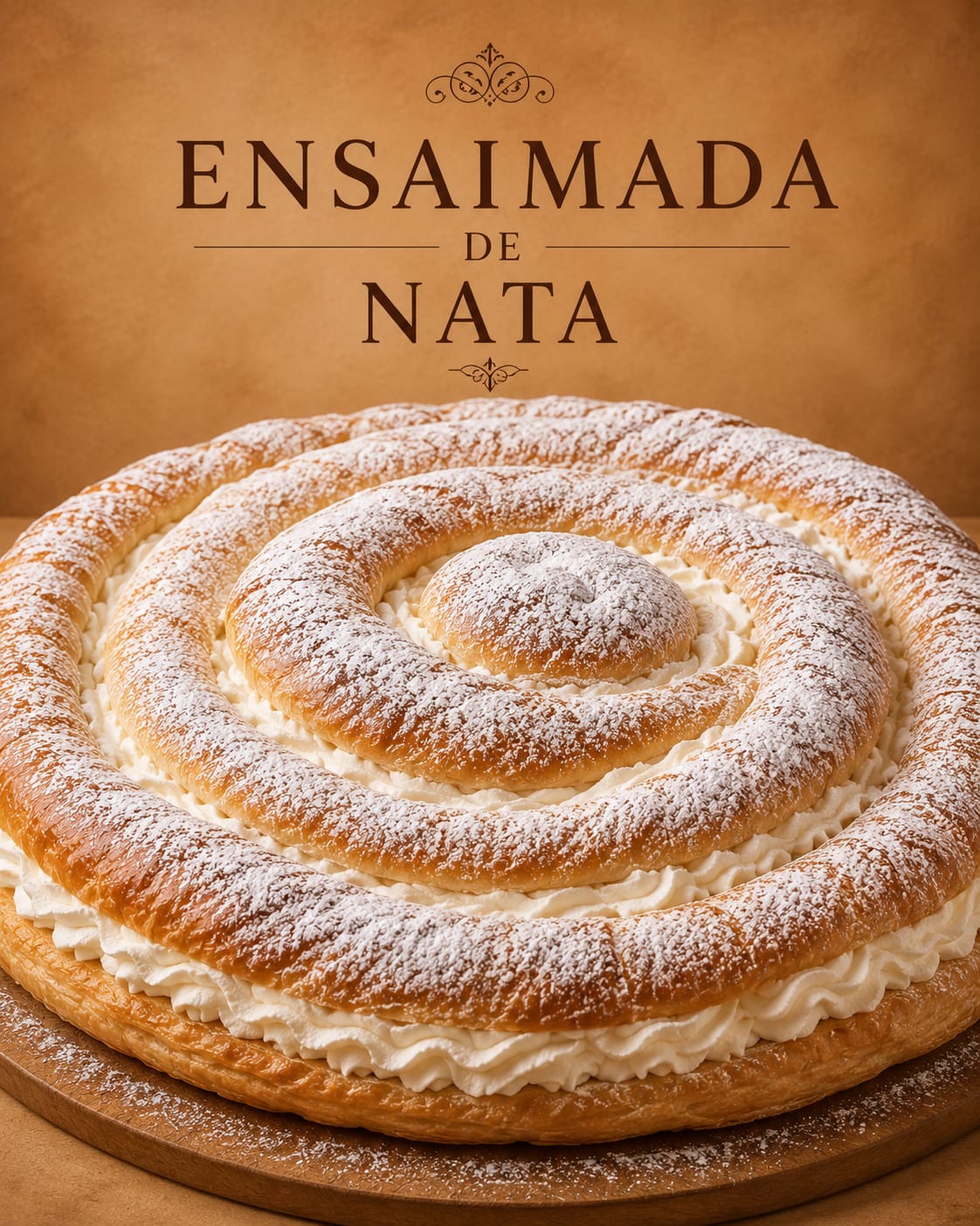 Ensaimada de nata de Pasteleria Fernando en Novelda