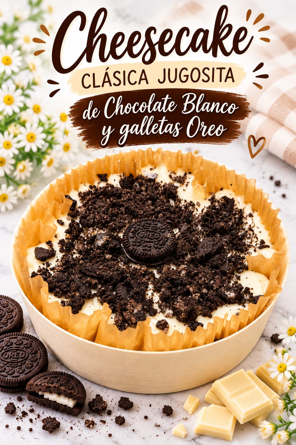 Cheesecake clásica jugosita de chocolate blanco y galletas Oreo de Pasteleria Fernando en Novelda