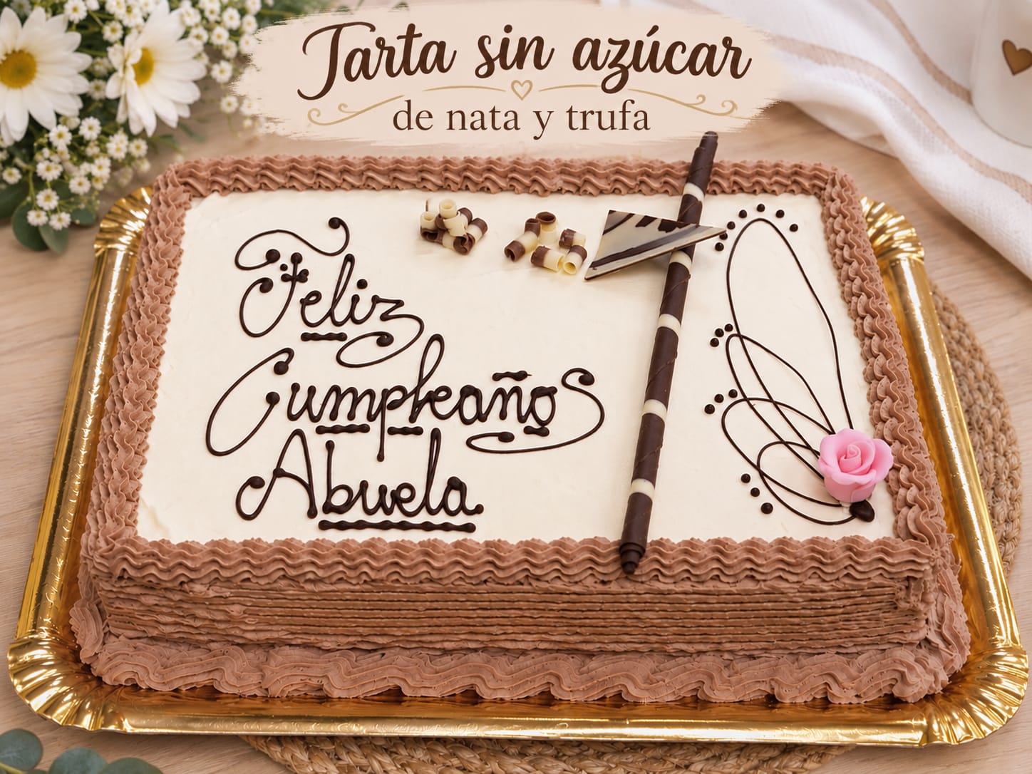 Tarta sin azúcar de nata y trufa de Pasteleria Fernando en Novelda