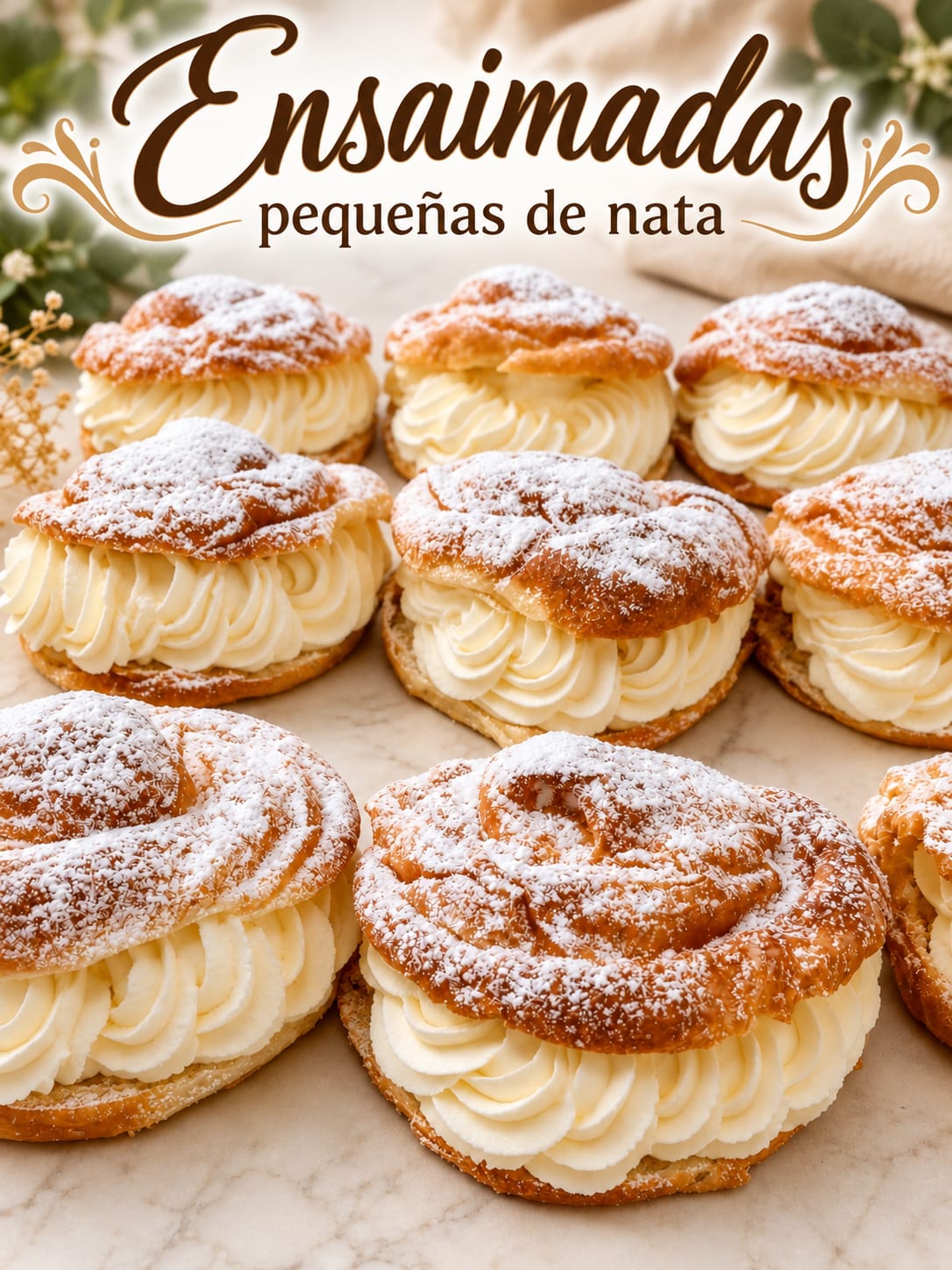 Ensaimadas pequeñas de nata