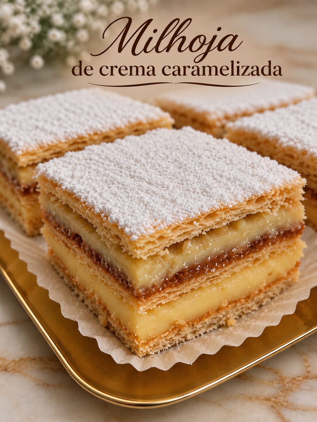Milhoja de crema caramelizada individual de Pasteleria Fernando en Novelda