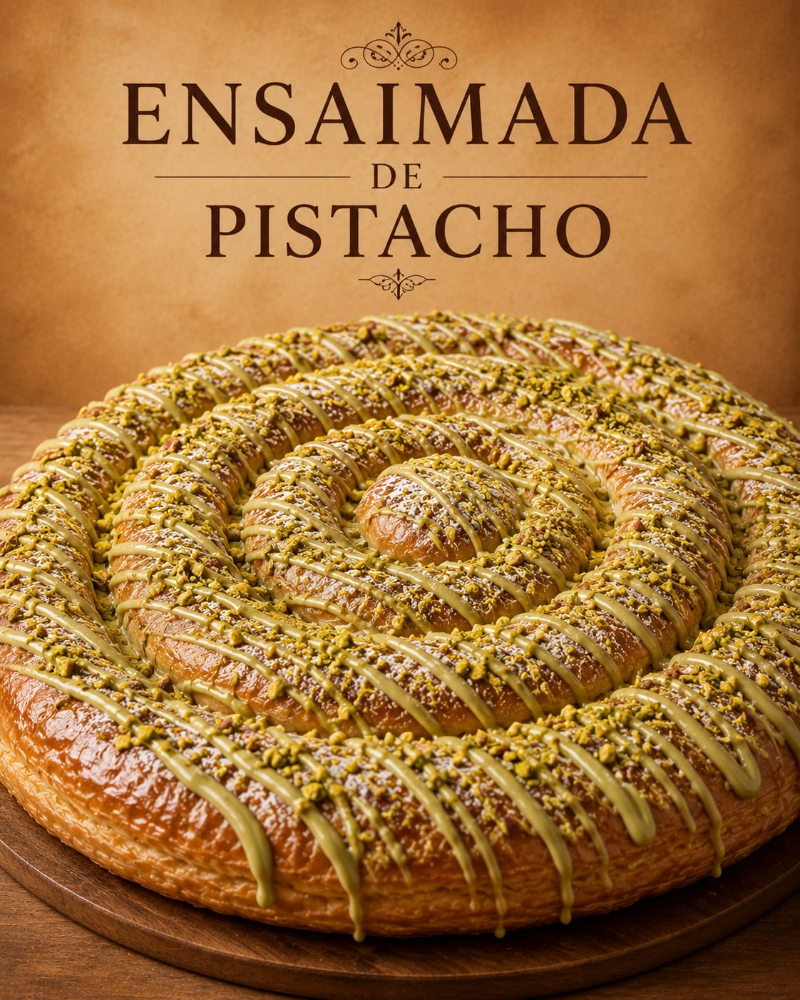 Ensaimada de pistacho de Pasteleria Fernando en Novelda